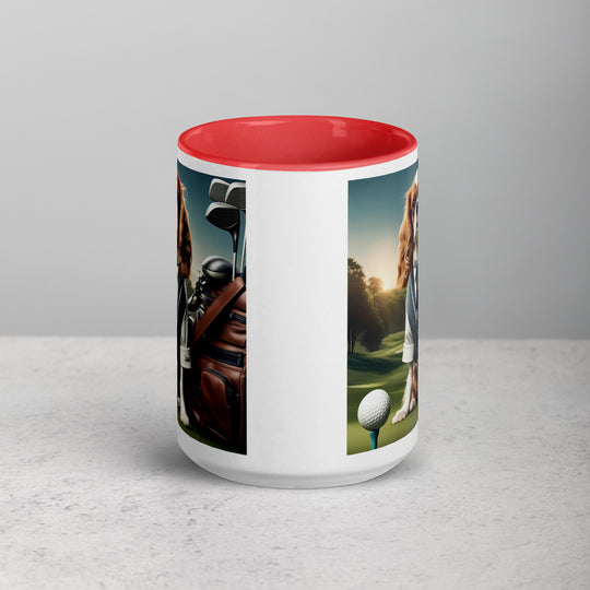 Cavalier King Charles Spaniel Golfer- Mug with Color Inside v3