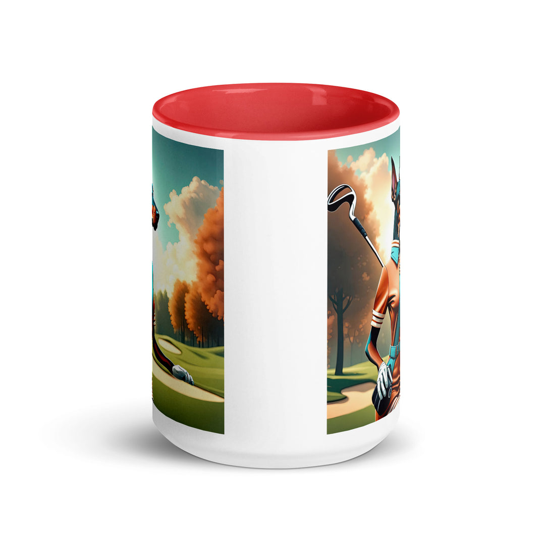 Doberman Pinscher Golfer- Mug with Color Inside