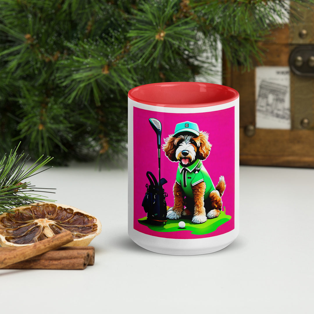 Bernedoodle Golfer- Mug with Color Inside v2