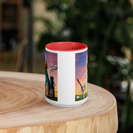 Goldendoodle Golfer- Mug with Color Inside v5