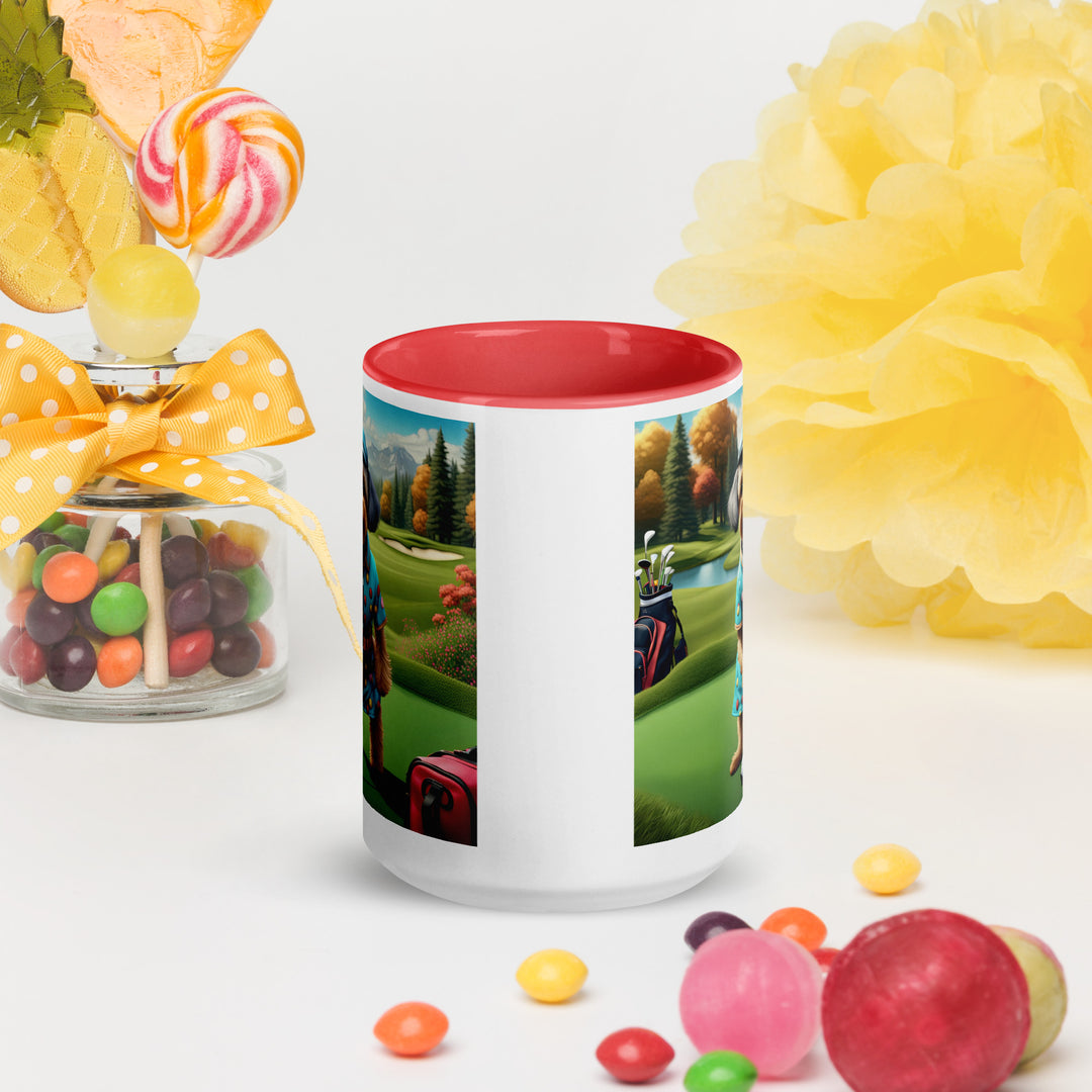 Yorkipoo Golfer- Mug with Color Inside v8