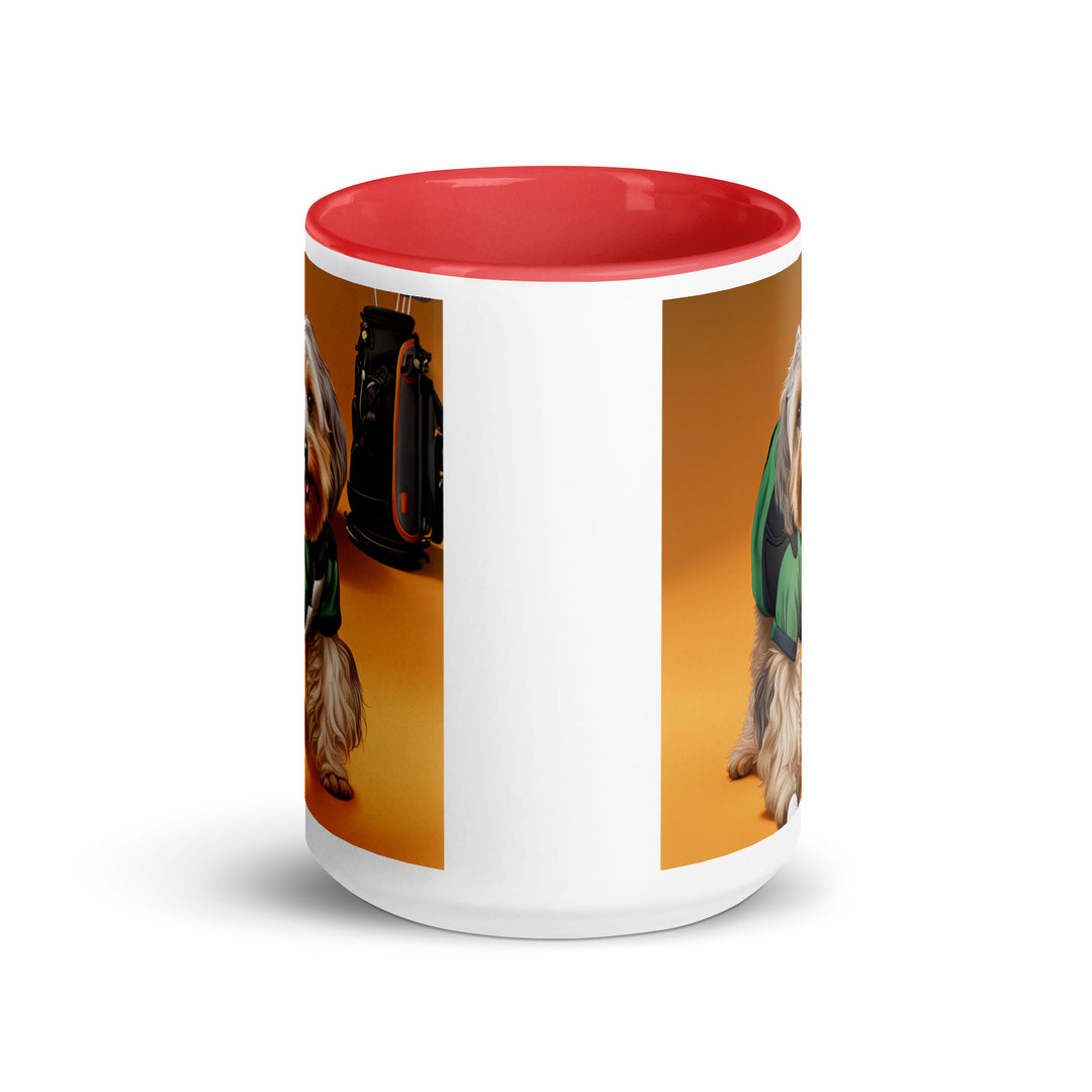 Yorkipoo Golfer- Mug with Color Inside v11