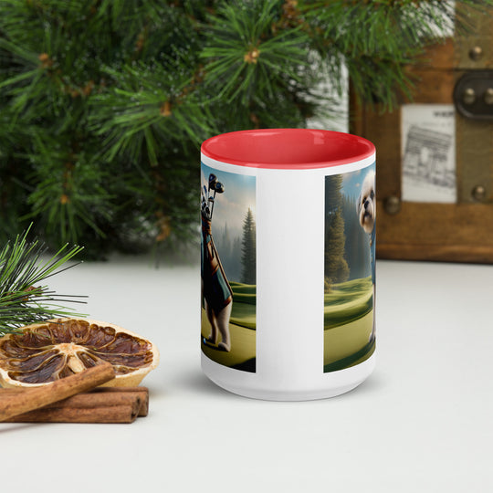 Pugapoo Golfer- Mug with Color Inside v9