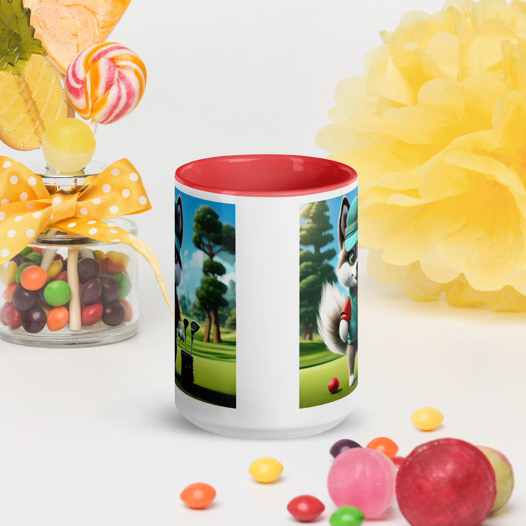 Pomsky Golfer- Mug with Color Inside v11