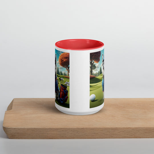 Pomsky Golfer- Mug with Color Inside v5