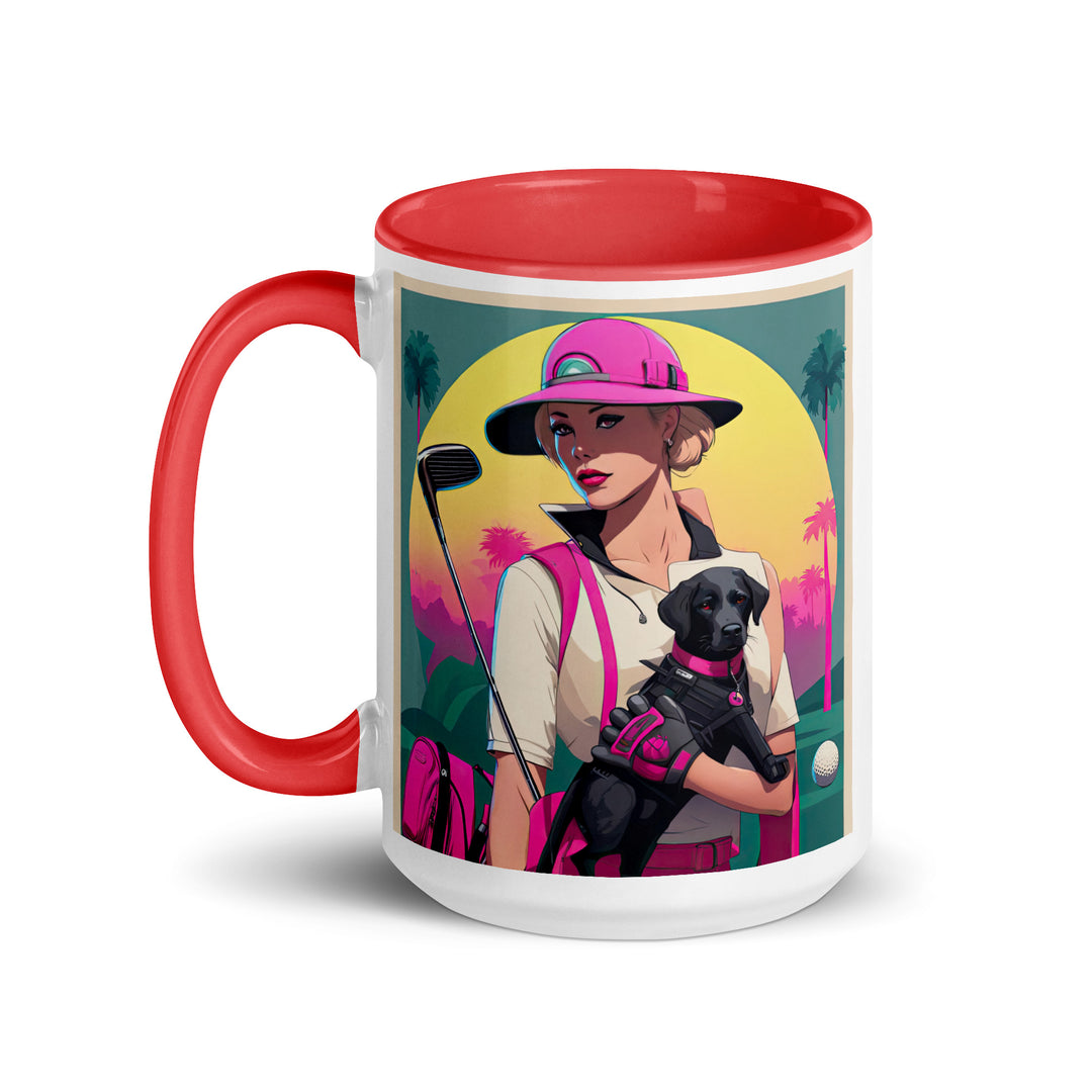 Mug with Color Inside-Labrador Retriever Golfer