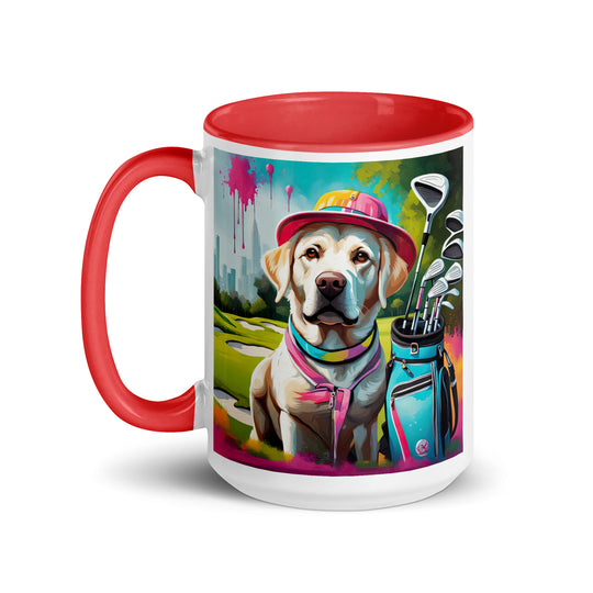 Mug with Color Inside-Labrador Retriever Golfer v9