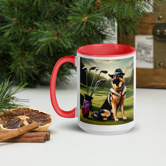 German Shepherd Golfer- Mug with Color Inside