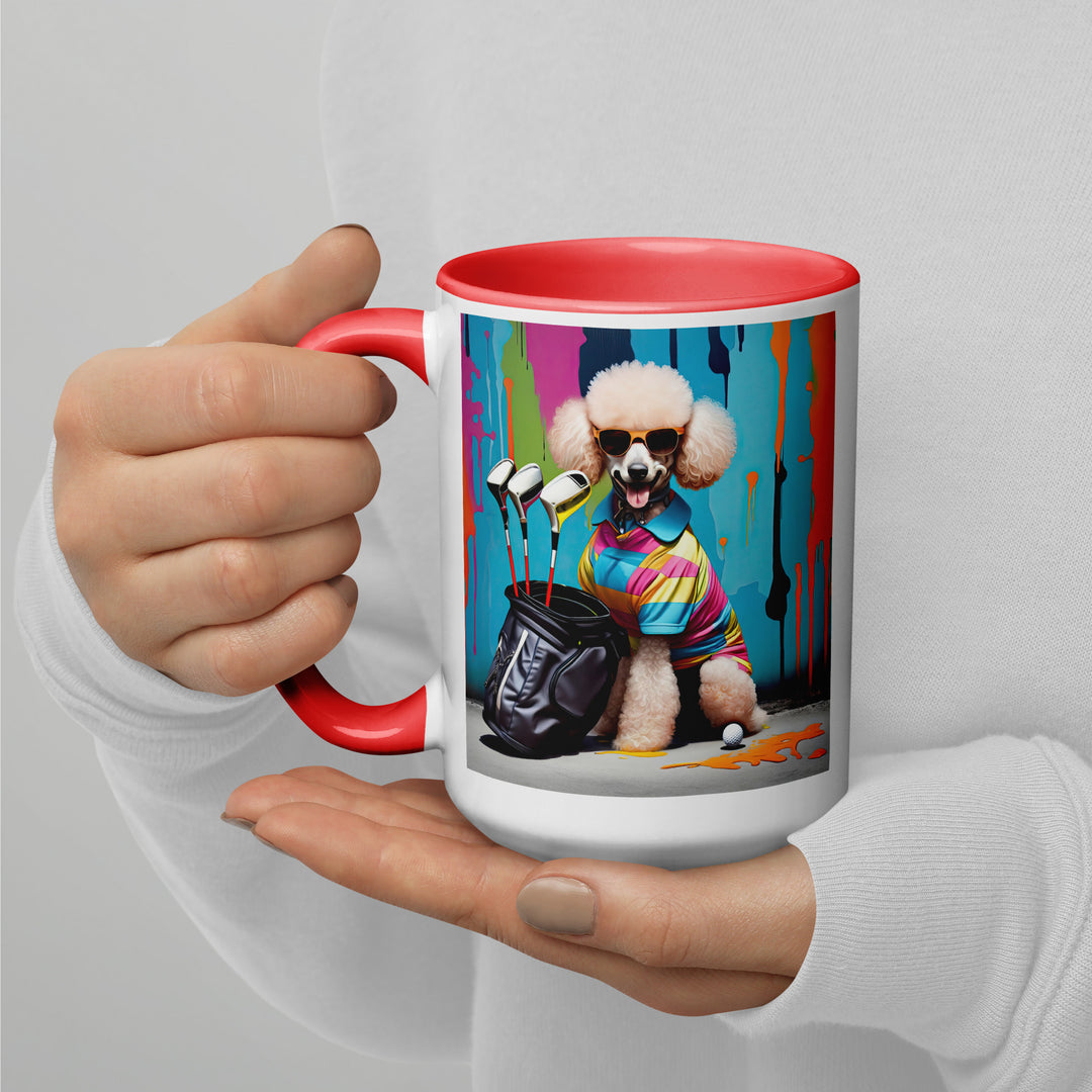 Poodle Golfer- Mug with Color Inside v3