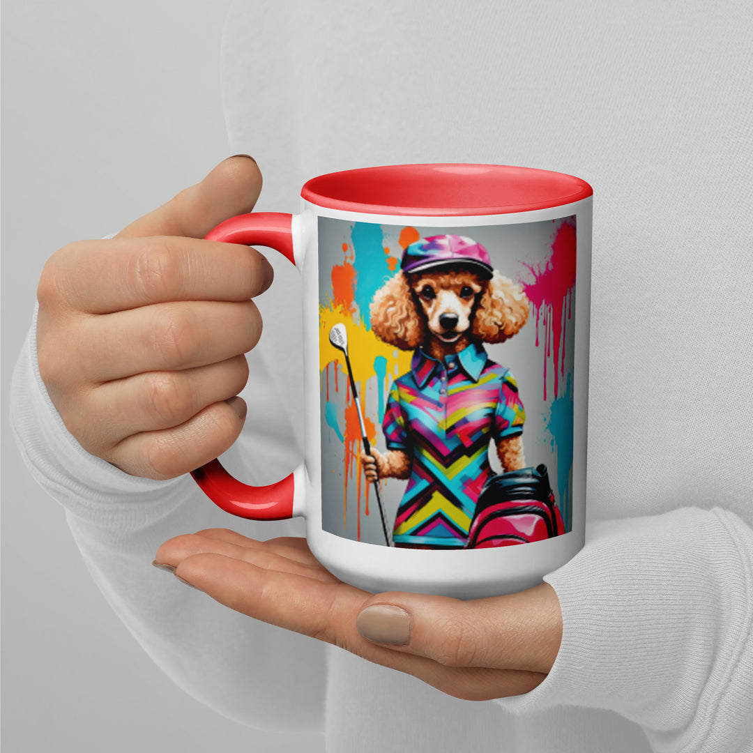 Poodle Golfer- Mug with Color Inside v4