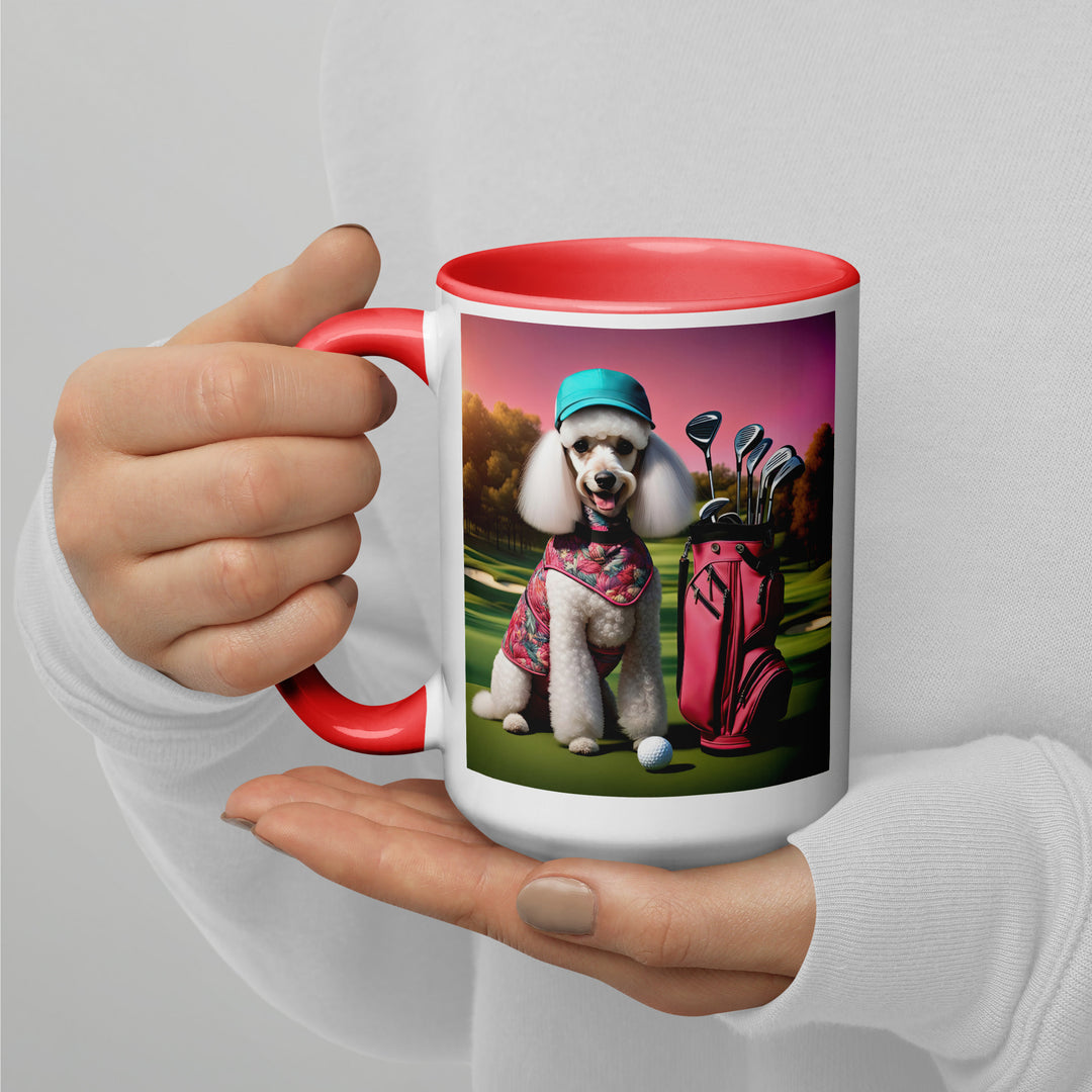 Poodle Golfer- Mug with Color Inside v5