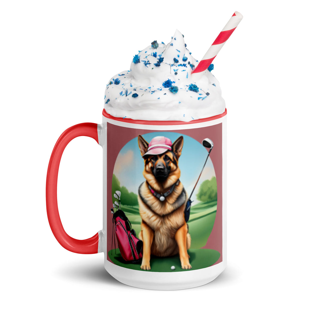 German Shepherd Golfer- Mug with Color Inside V4