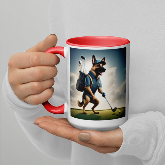 German Shepherd Golfer- Mug with Color Inside V6