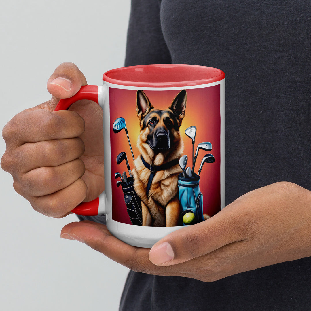 German Shepherd Golfer- Mug with Color Inside V7