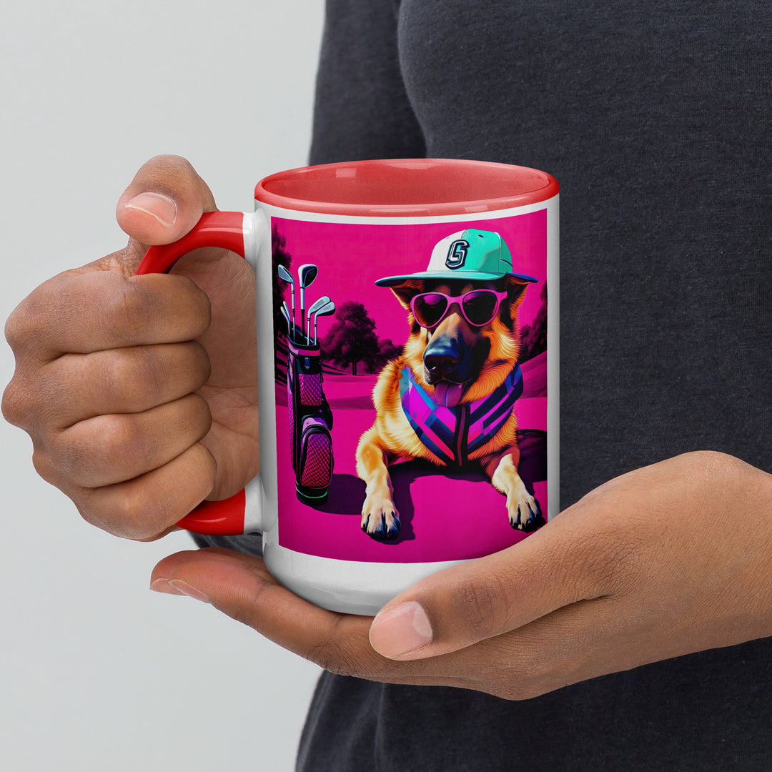 German Shepherd Golfer- Mug with Color Inside V8