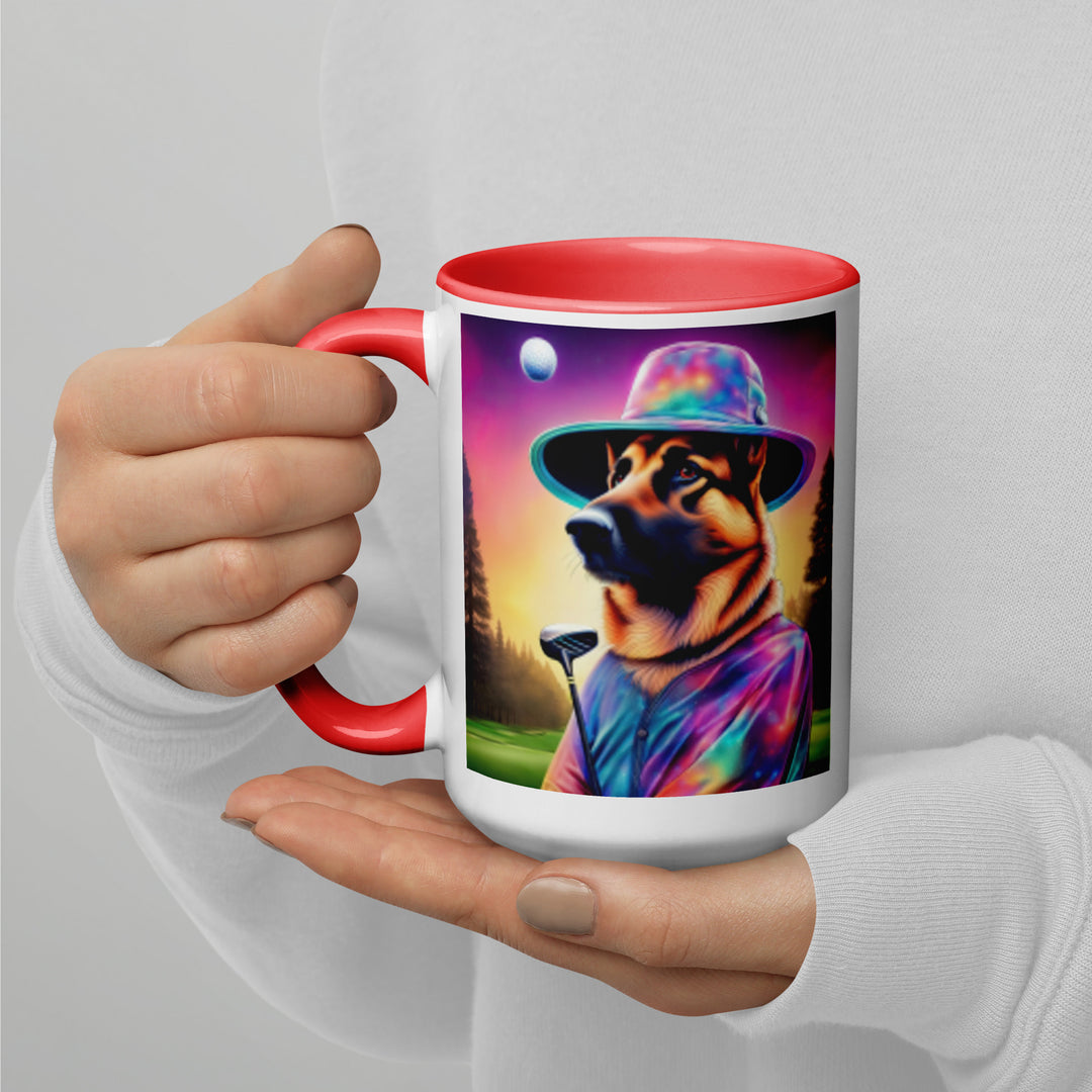 German Shepherd Golfer- Mug with Color Inside V13