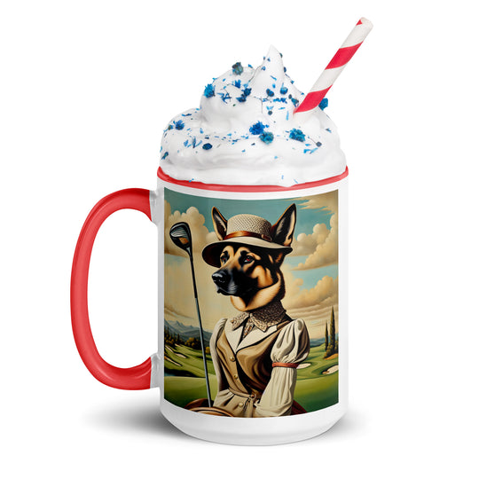 German Shepherd Golfer- Mug with Color Inside V14