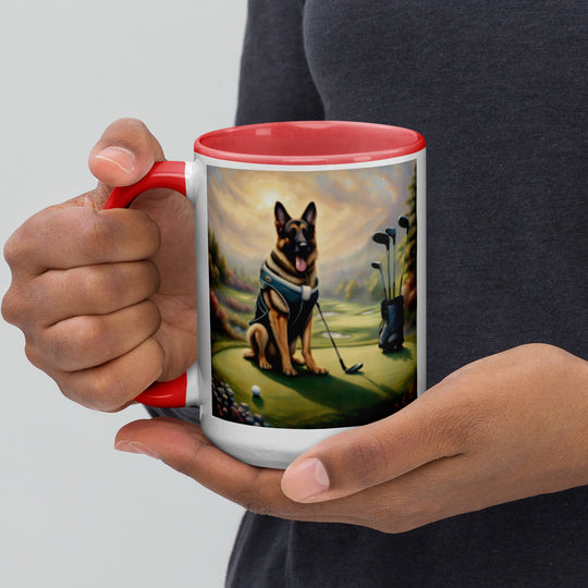 German Shepherd Golfer- Mug with Color Inside V15