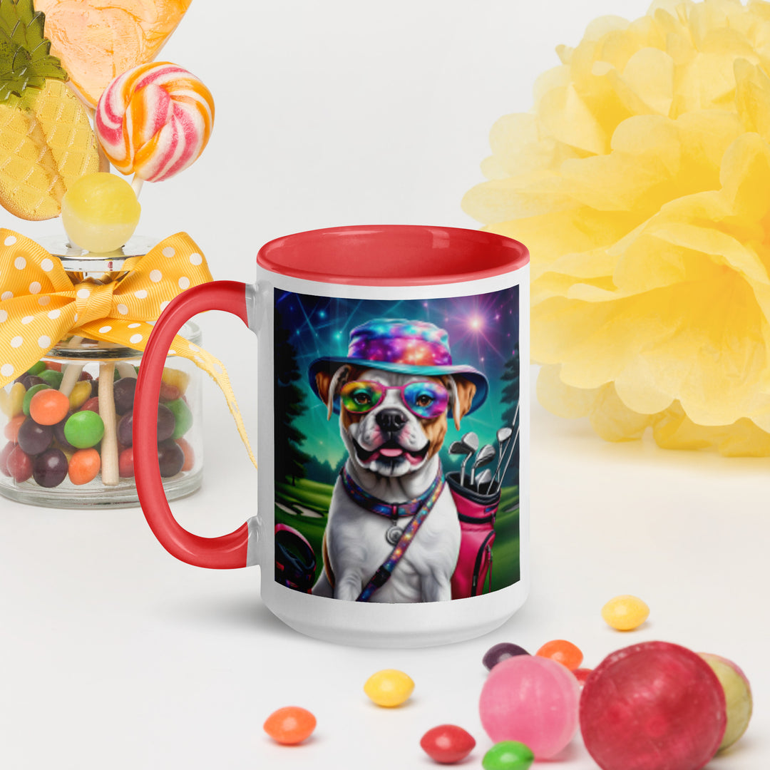 American Bulldog Golfer- Mug with Color Inside v4