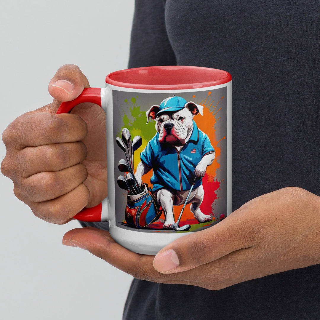 Bulldog Golfer- Mug with Color Inside V2