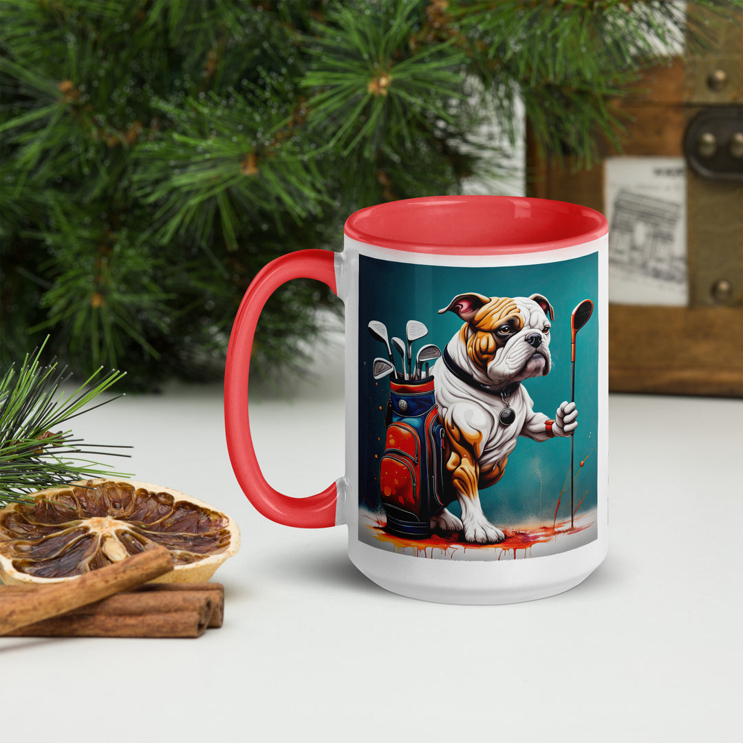 Bulldog Golfer- Mug with Color Inside V4