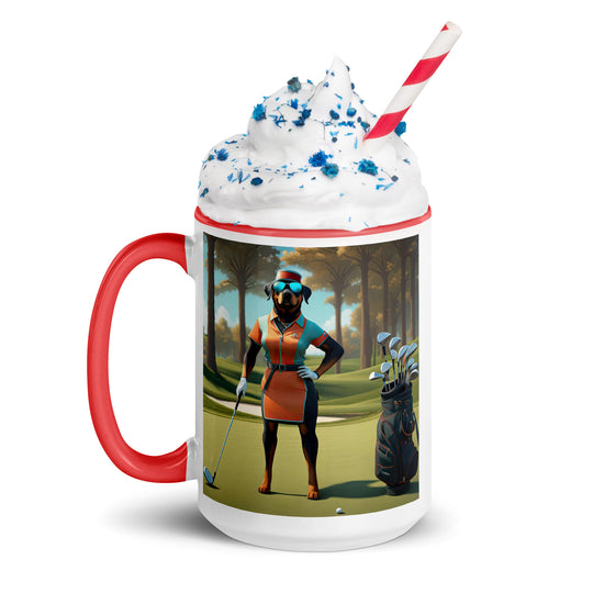 Rottweiler Golfer- Mug with Color Inside v4