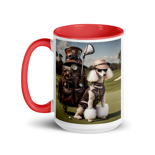 Poodle Golfer- Mug with Color Inside v6