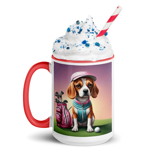 Beagle Golfer- Mug with Color Inside v3