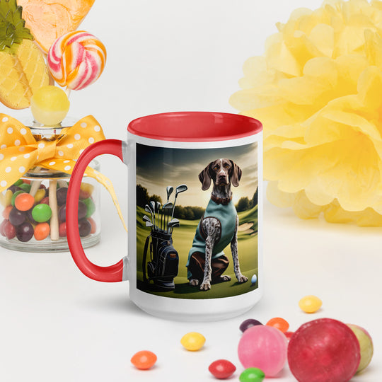 German Shorthaired Pointer Golfer- Mug with Color Inside v2