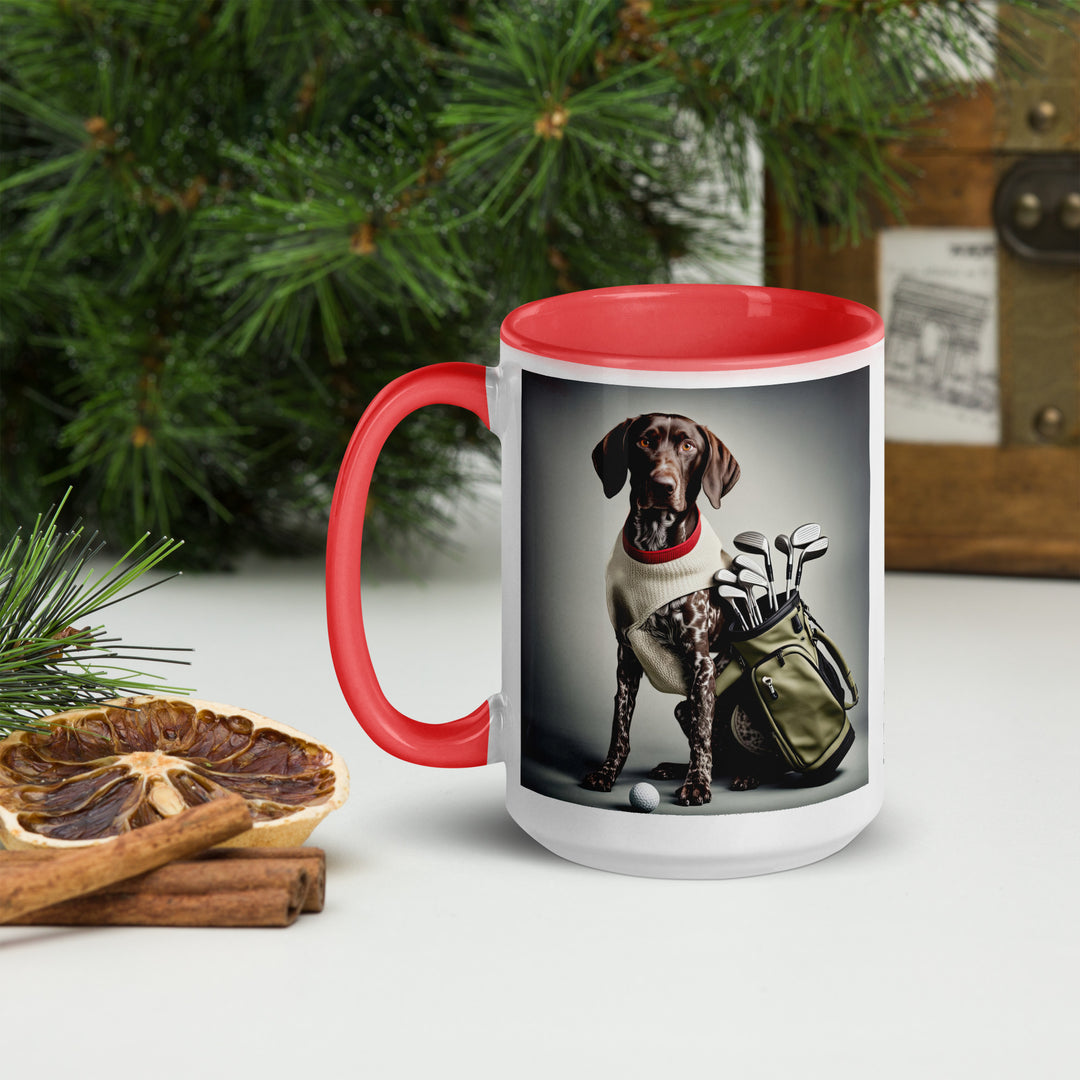 German Shorthaired Pointer Golfer- Mug with Color Inside v4