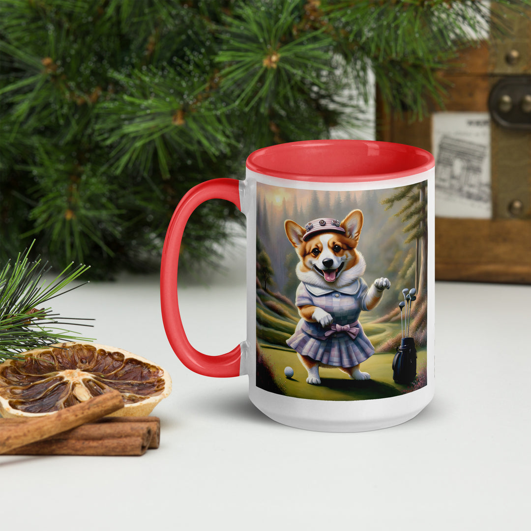 Pembroke Welsh Corgi Golfer- Mug with Color Inside v2