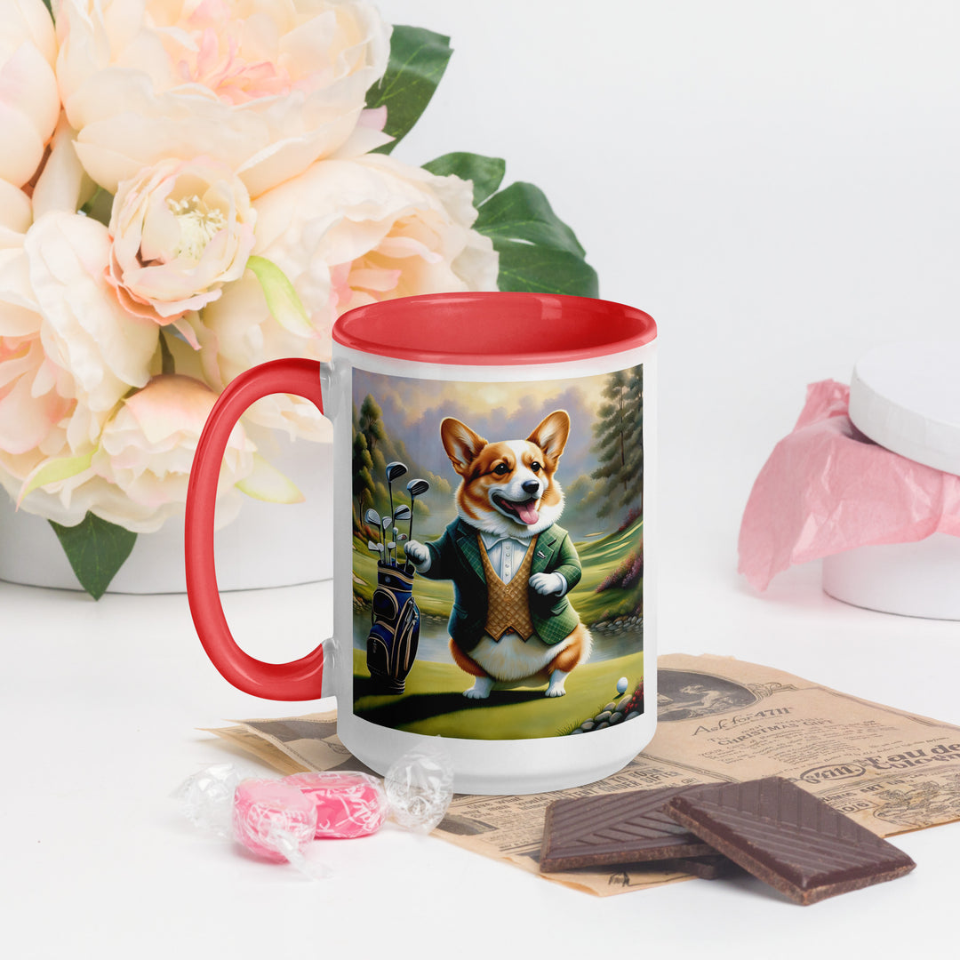 Pembroke Welsh Corgi Golfer- Mug with Color Inside v4