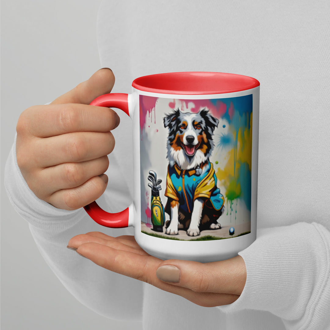 Australian Shepherd Golfer- Mug with Color Inside v3