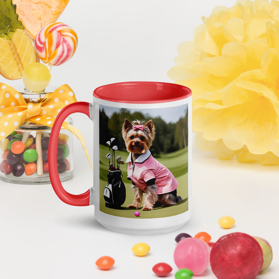 Yorkshire Terrier Golfer- Mug with Color Inside v2