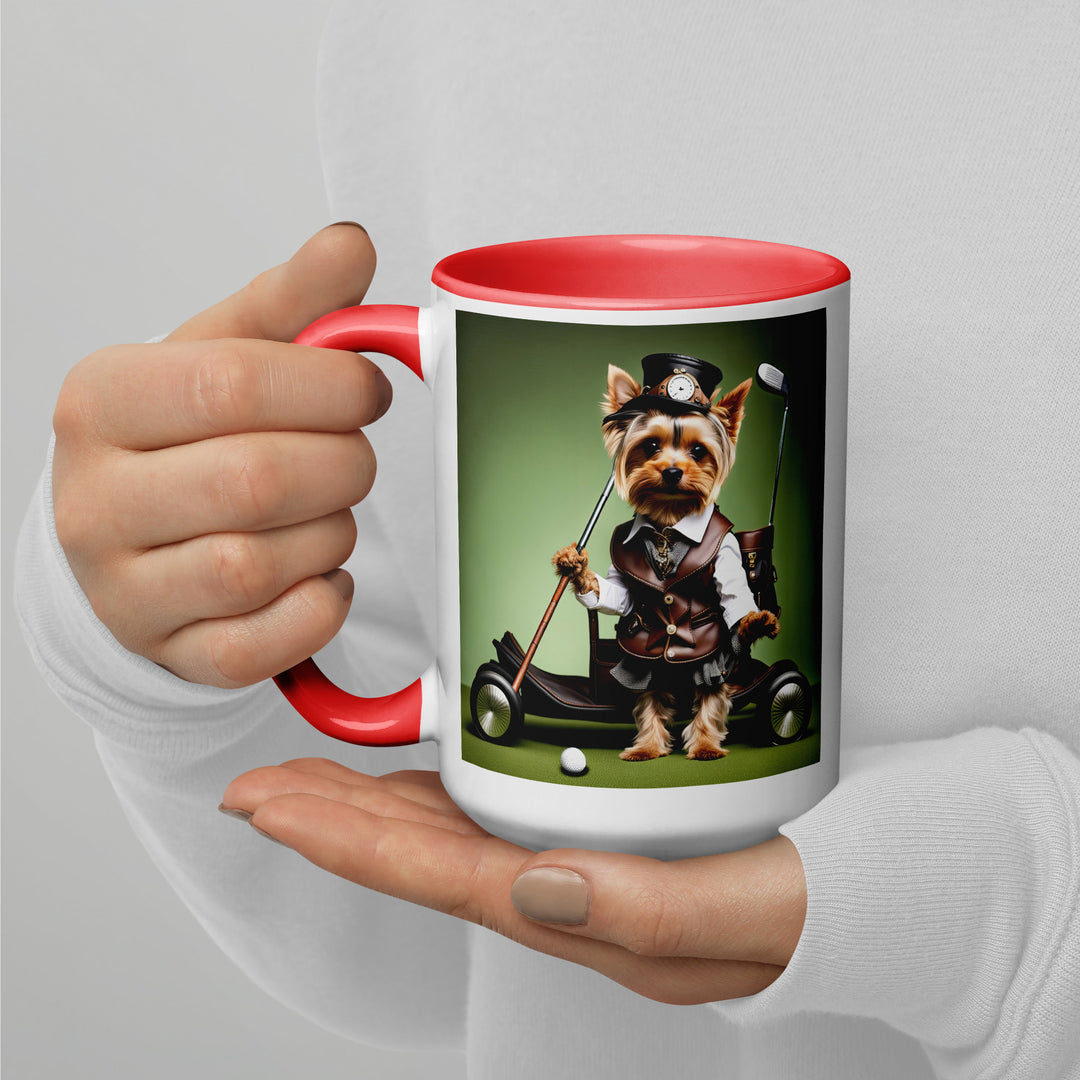 Yorkshire Terrier Golfer- Mug with Color Inside v4