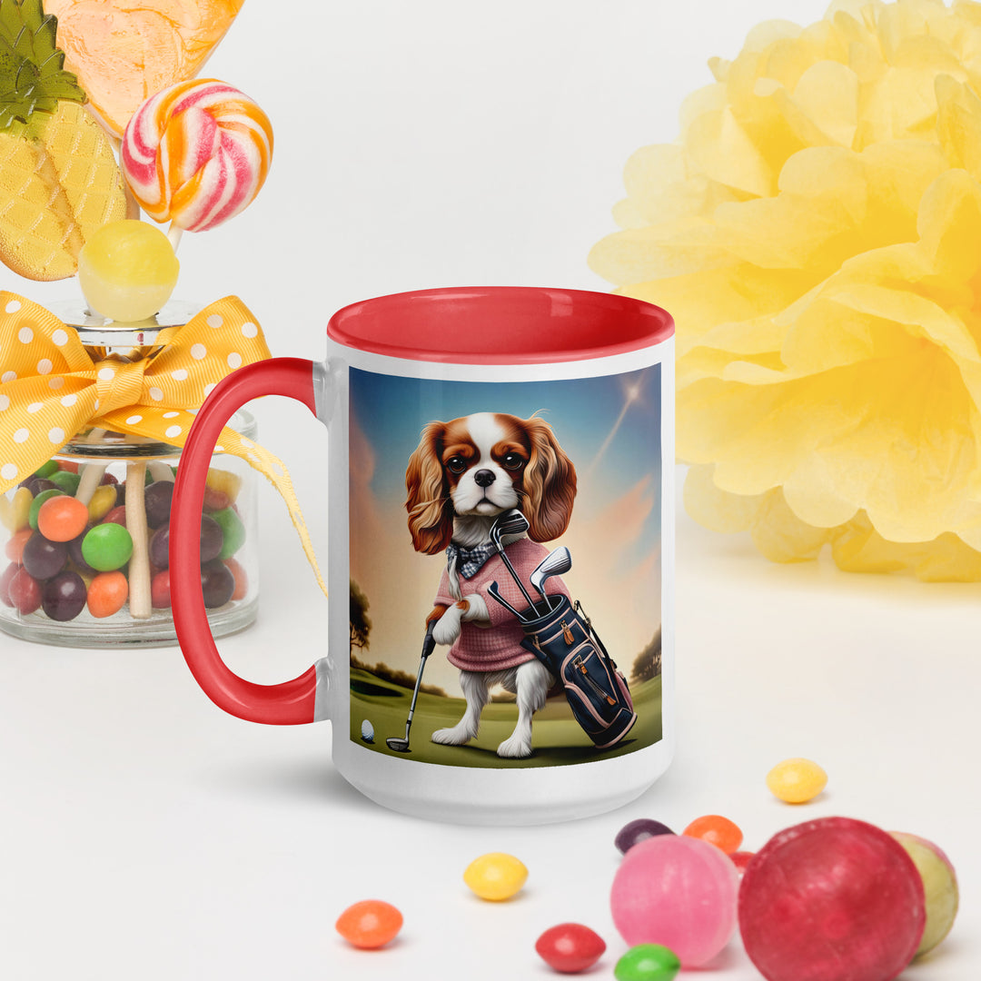 Cavalier King Charles Spaniel Golfer- Mug with Color Inside v2