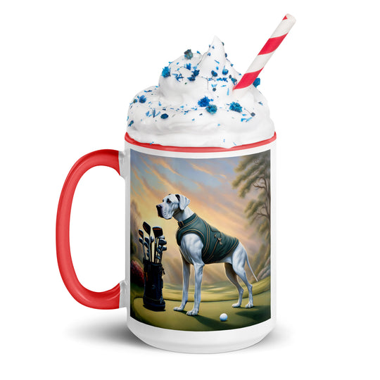 Great Dane Golfer- Mug with Color Inside v3