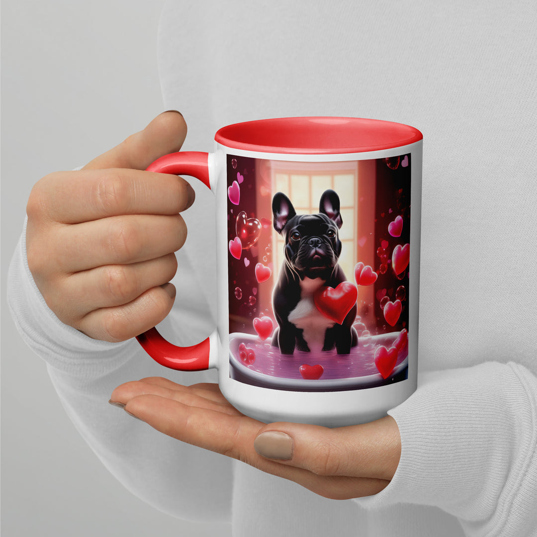 French Bulldog Romantic- Mug with Color Inside v4