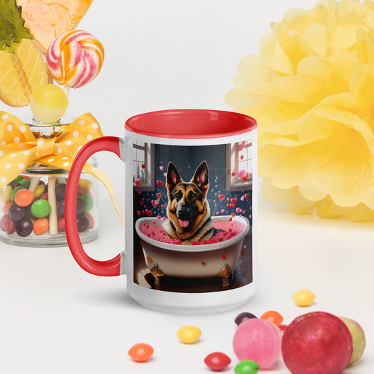 German Shepherd Romantic- Mug with Color Inside v3