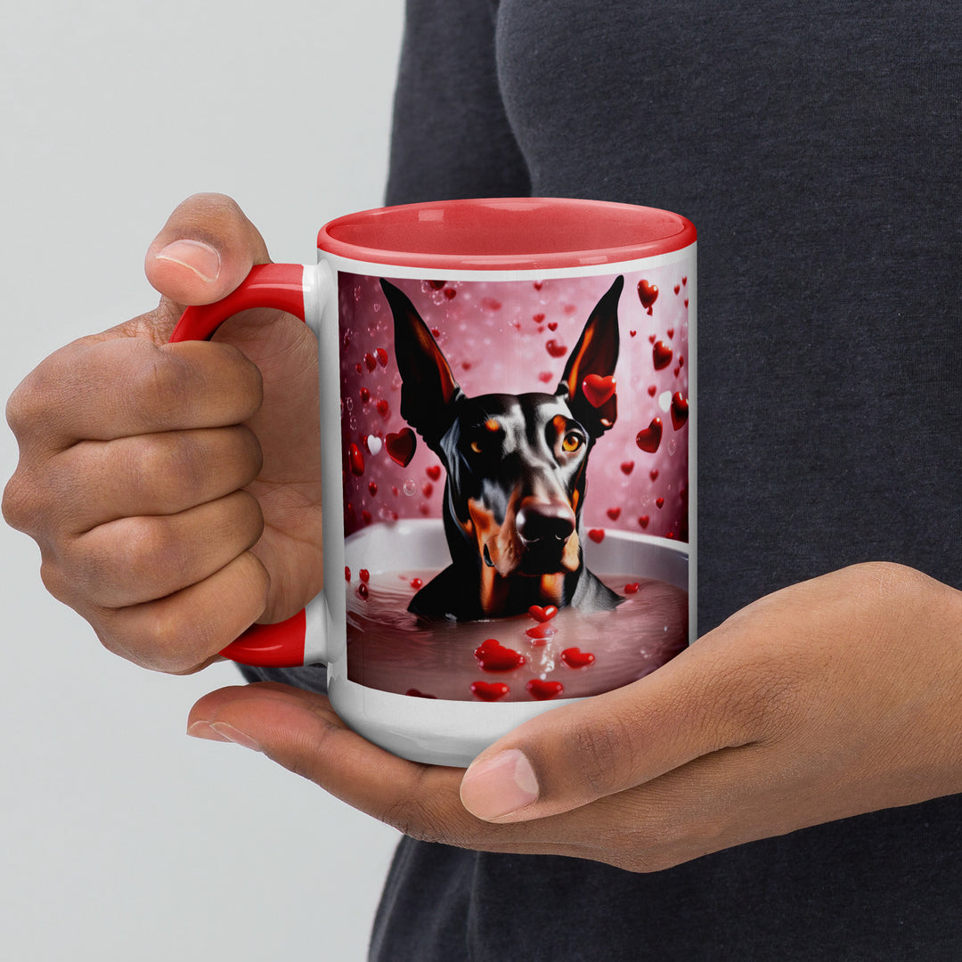 Doberman Pinscher Romantic- Mug with Color Inside v2