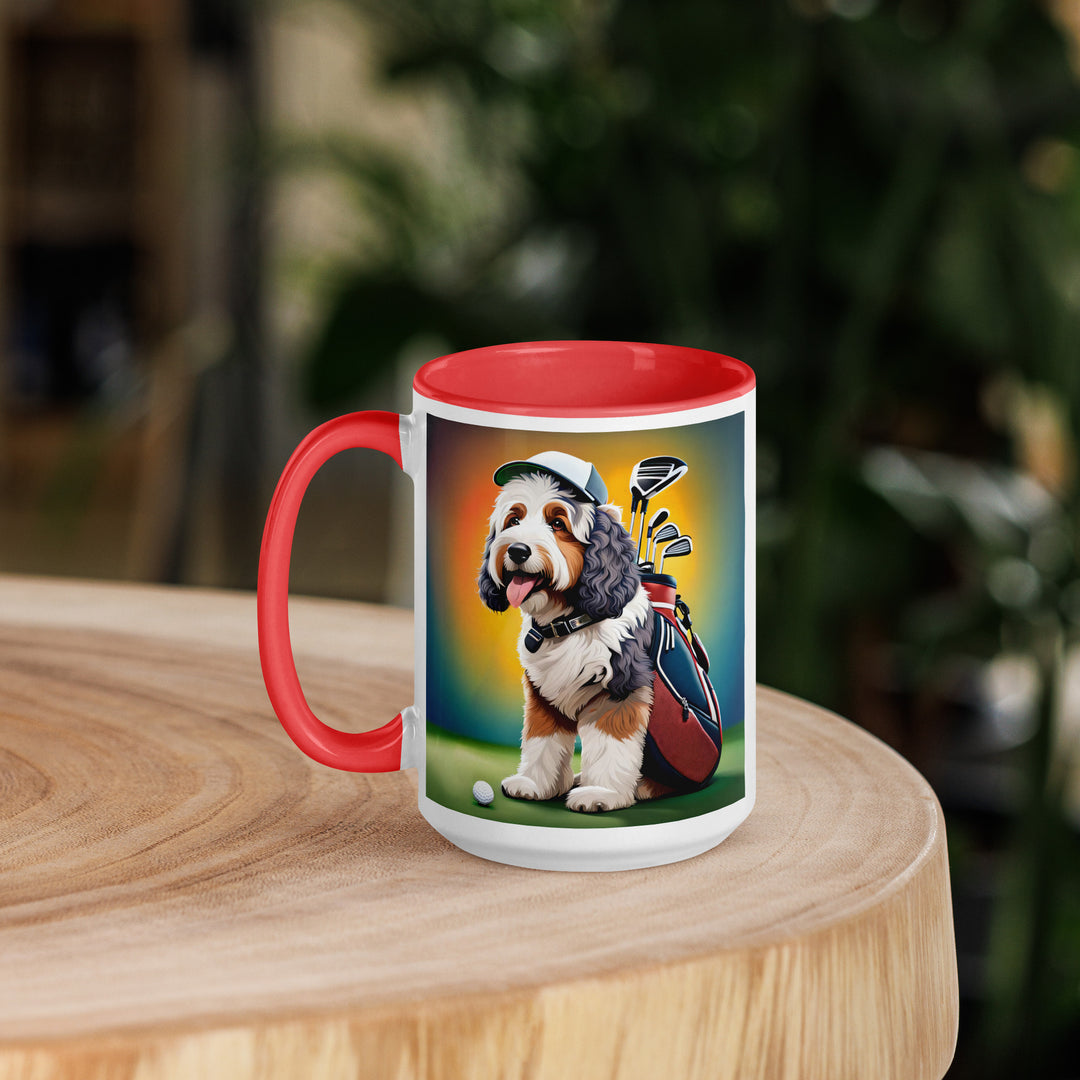 Bernedoodle Golfer- Mug with Color Inside v6