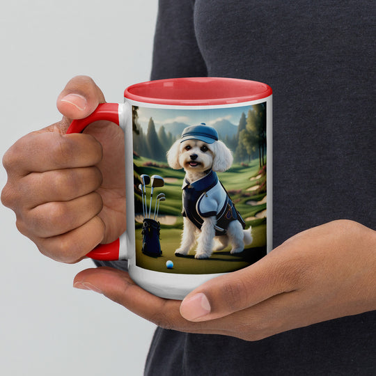 Cavachon Golfer- Mug with Color Inside v4