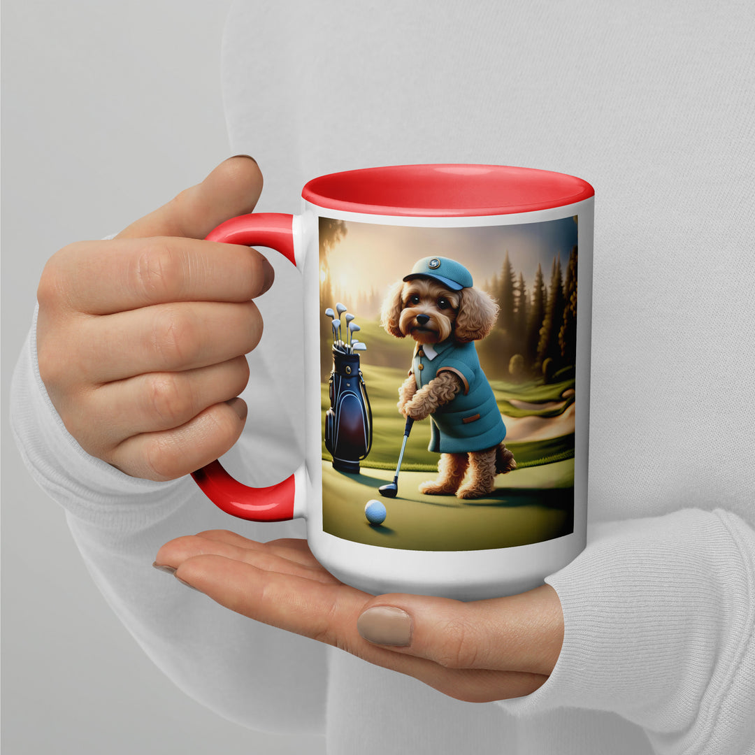 Cavapoo Golfer- Mug with Color Inside v5