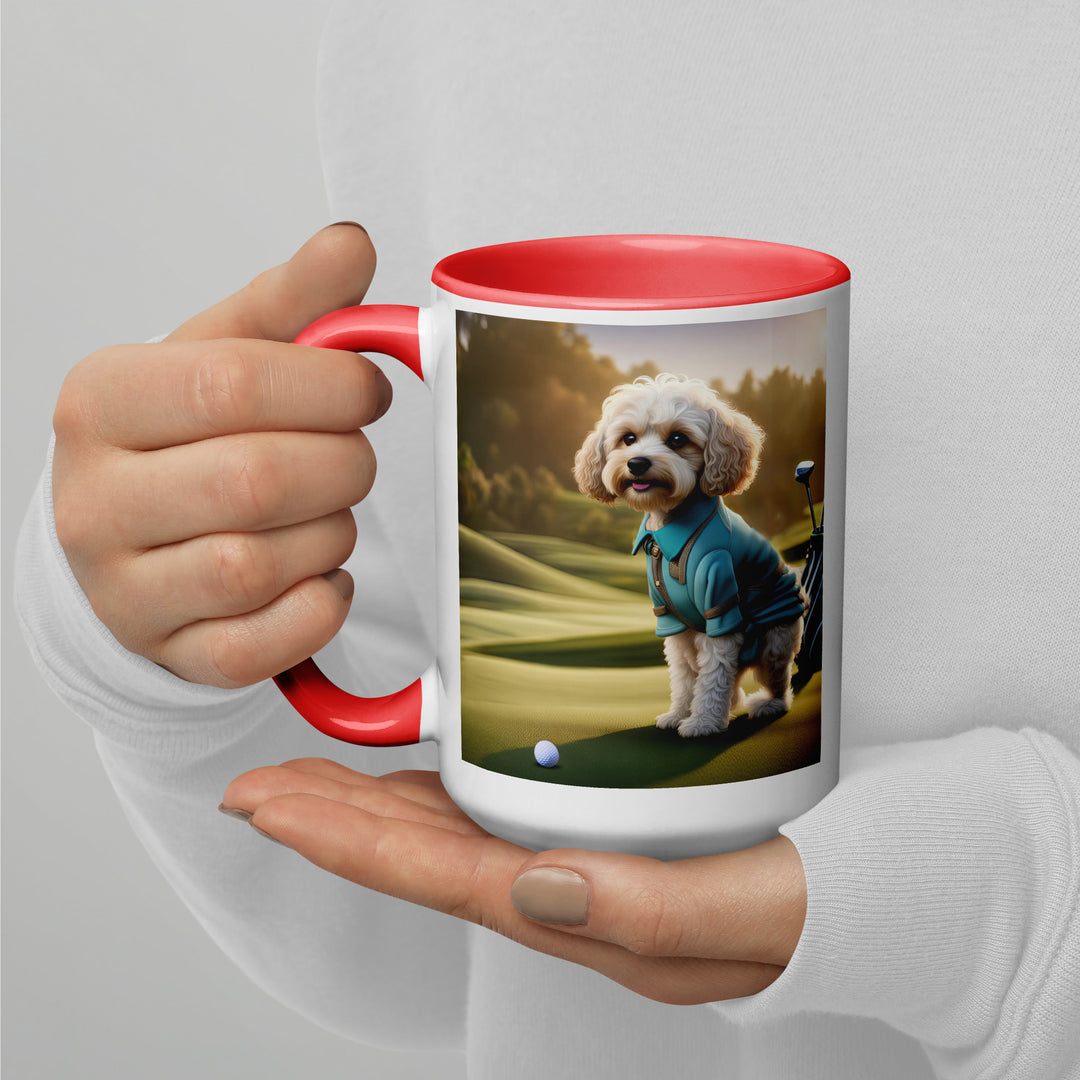 Cavapoo Golfer- Mug with Color Inside v4