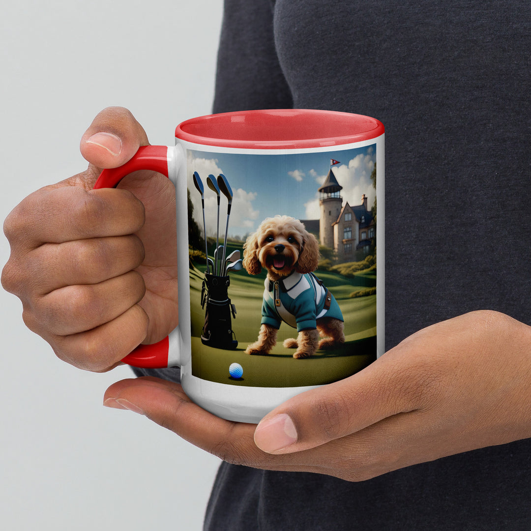 Cavapoo Golfer- Mug with Color Inside v6