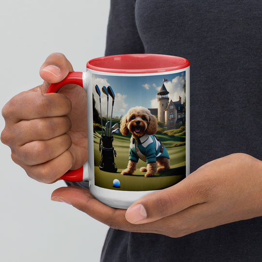 Cavapoo Golfer- Mug with Color Inside v6