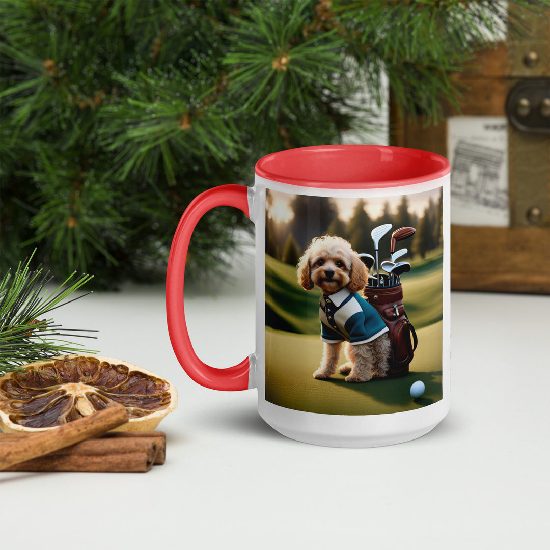 Cavapoo Golfer- Mug with Color Inside v8