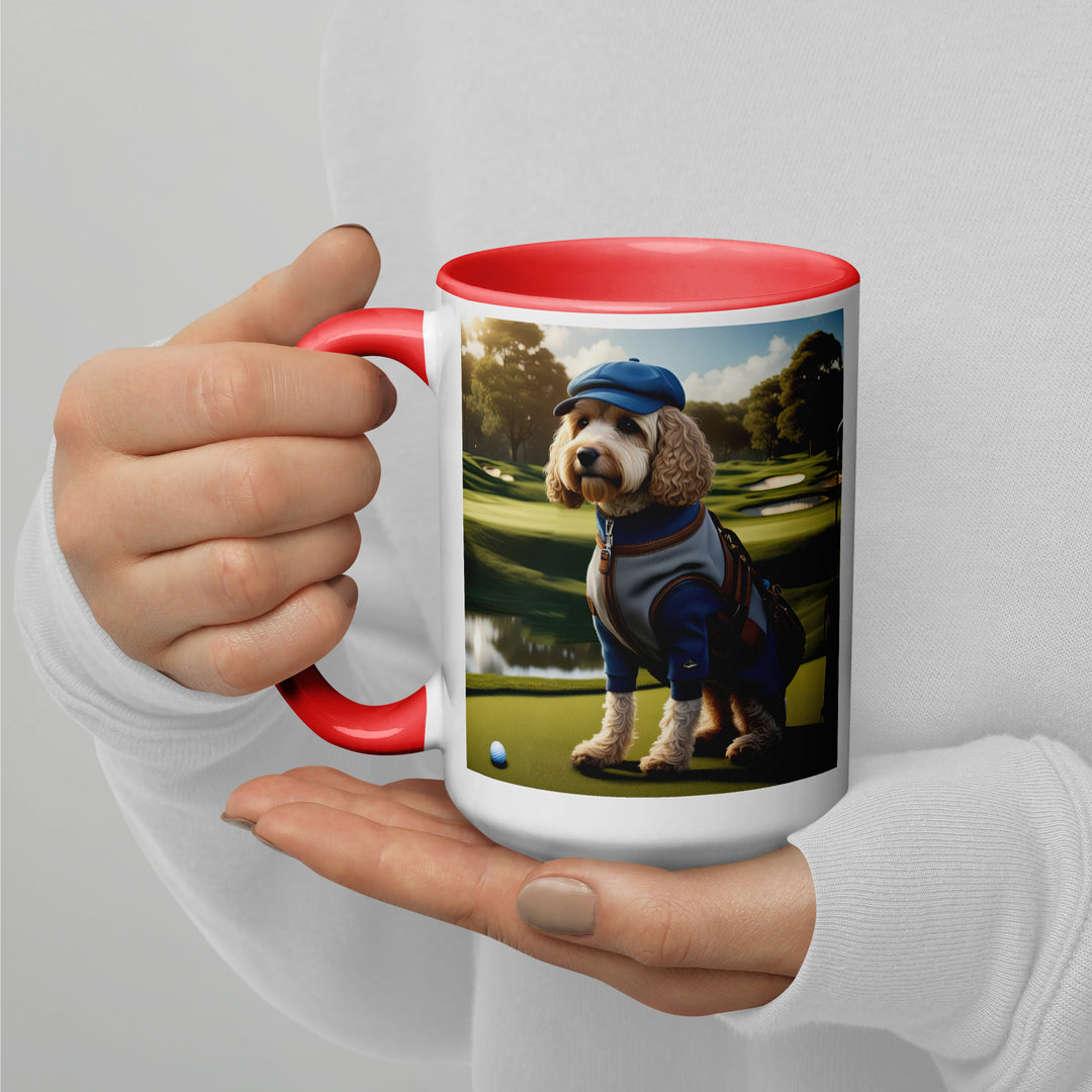 Cockapoo Golfer- Mug with Color Inside v9