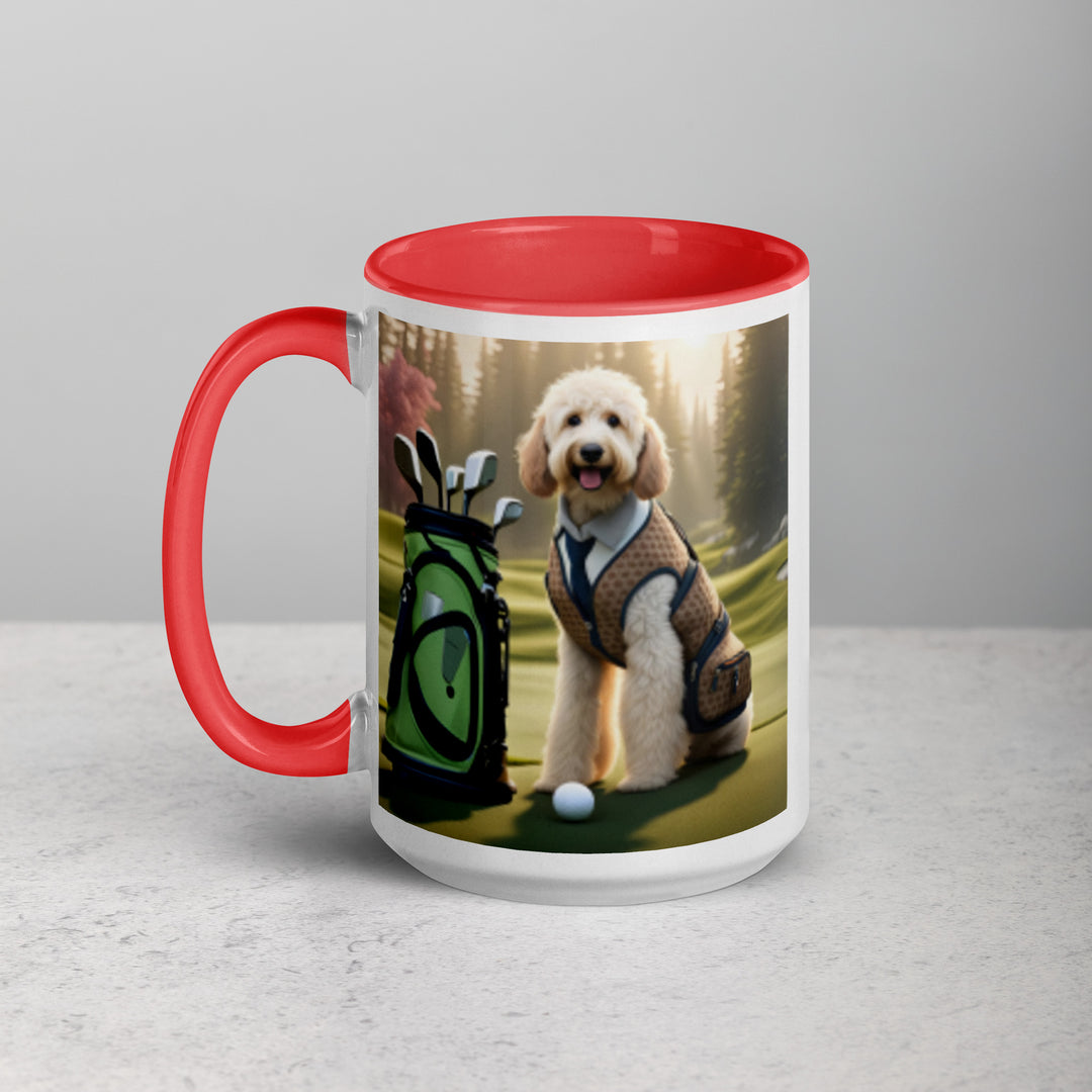 Goldendoodle Golfer- Mug with Color Inside v2