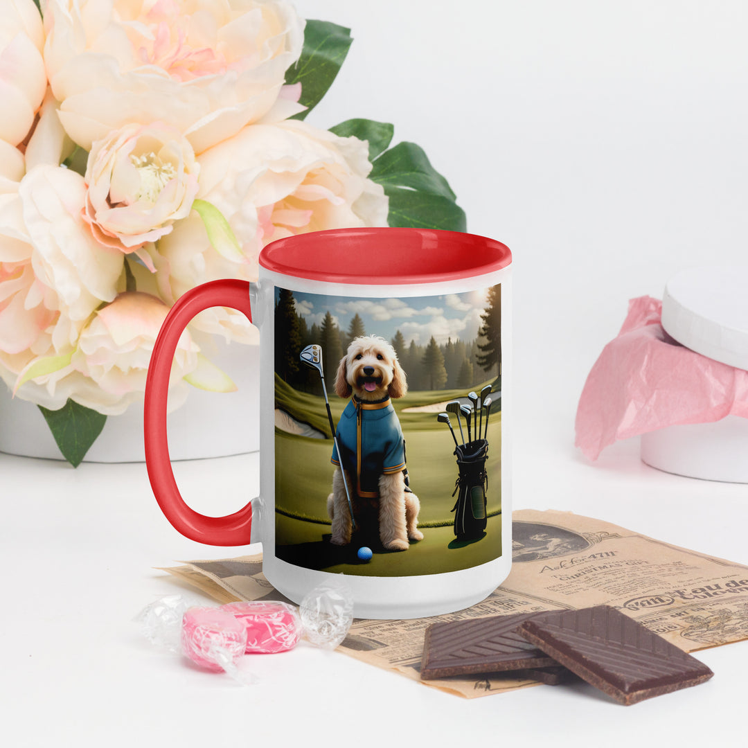 Goldendoodle Golfer- Mug with Color Inside v3